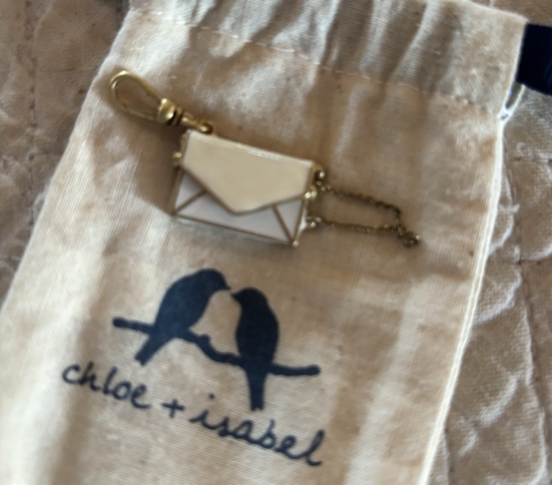 Chloe + Isabel Trésors vintage-inspired airmail envelope charm OPENS *RARE* gallery