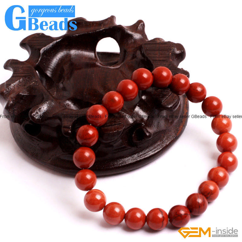 Natural Stone Red Jasper Beaded Stretchy Bracelet 7" Free Shipping Handmade gallery
