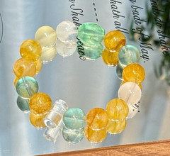 Natural Green Fluorite Yellow Garden Snowflake Phantom Milky Crystal Bracelet