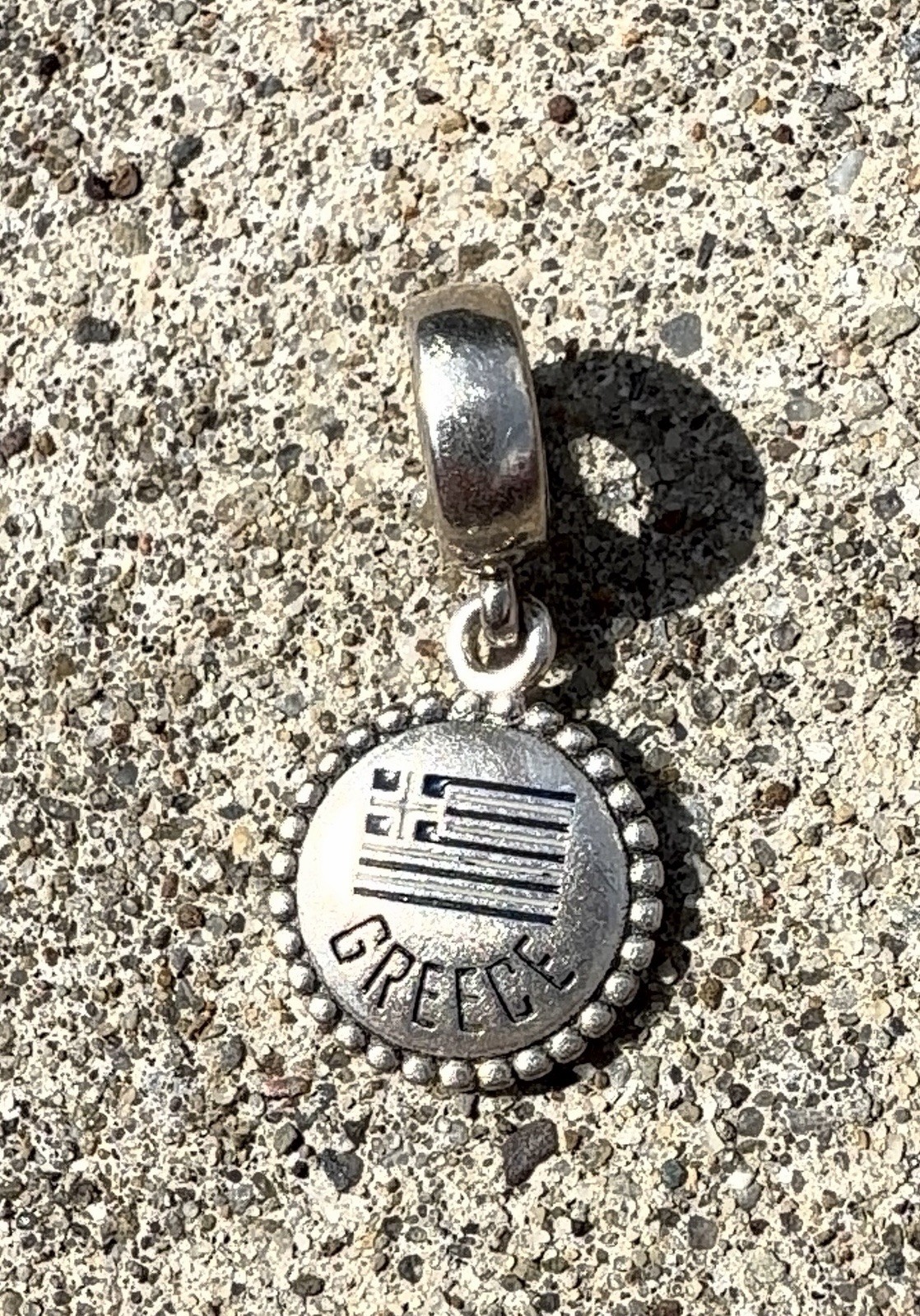 Pandora Sterling Silver Greece Greek Flag Exclusive Dangle Charm gallery