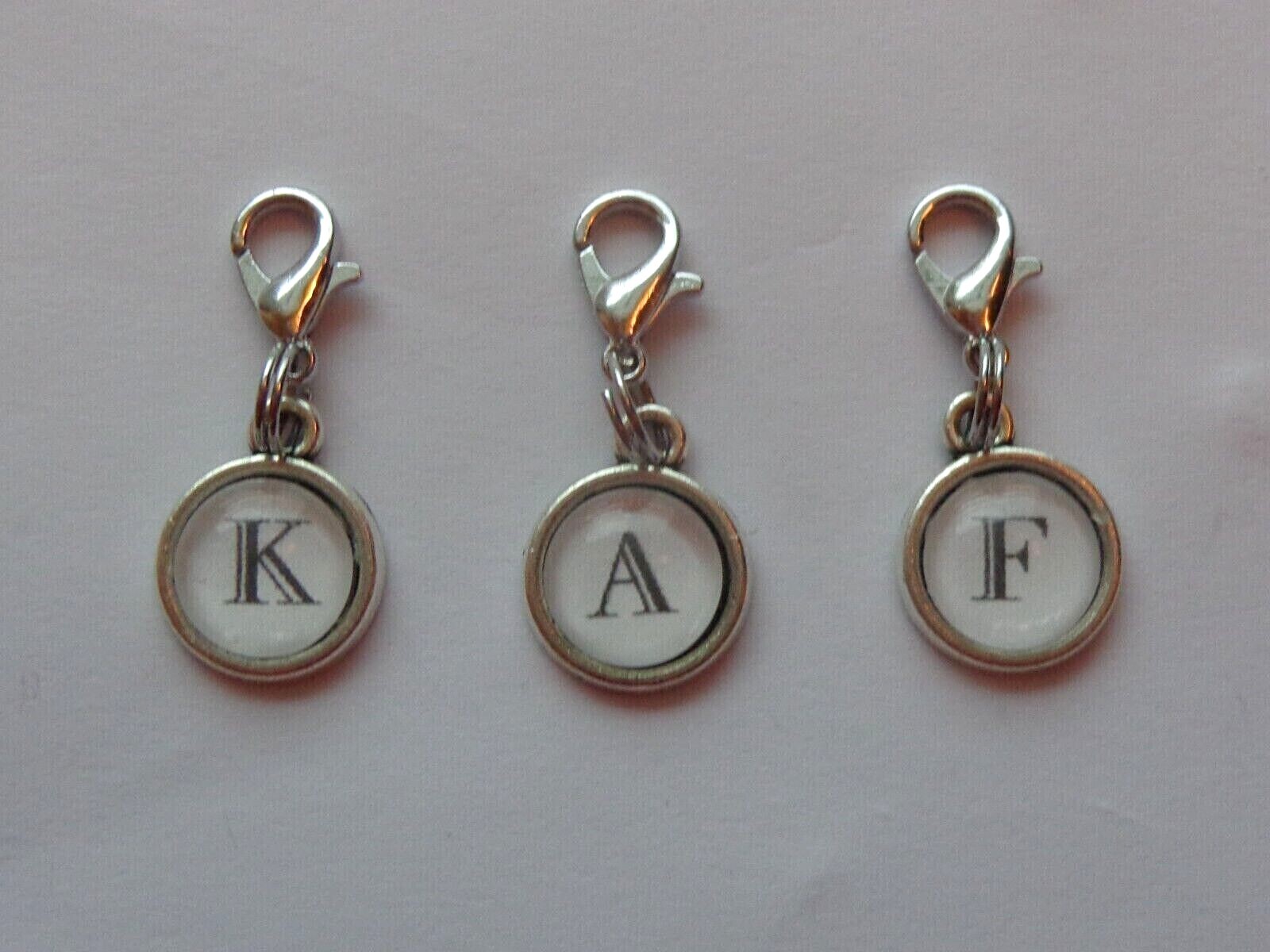 INITIAL CHARMS A TO Z ALPHABETH CLIP ON DANGLE CHARM BRACELETS NECKLACE ZIPPER gallery