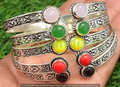Black & More Gemstone Bangles 100pcs Wholesale Lots 925 Silver Plated Jewelry