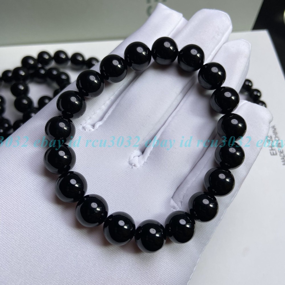 6/8/10mm Black Tourmaline Stretchy Handmade Crystal Gemstone Bracelet 7.5''