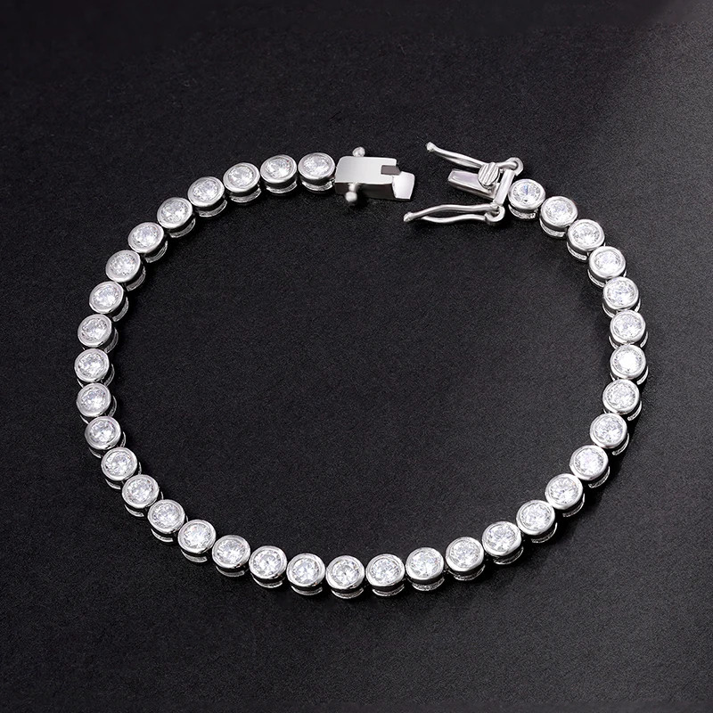 S925 Sterling Silver Moissanite Bubble D Color Tennis Bracelet Fine Jewelry gallery