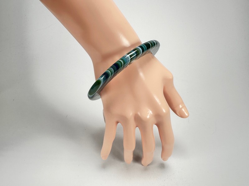 Jackie Brazil "Olympic Circles" Liquorice Allsorts Blue Mix 0.5cm Resin Bangle gallery