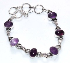 925 Silver Plated Decent Natural Amethyst Bracelet 8″ Daily Wear Jewelry JW