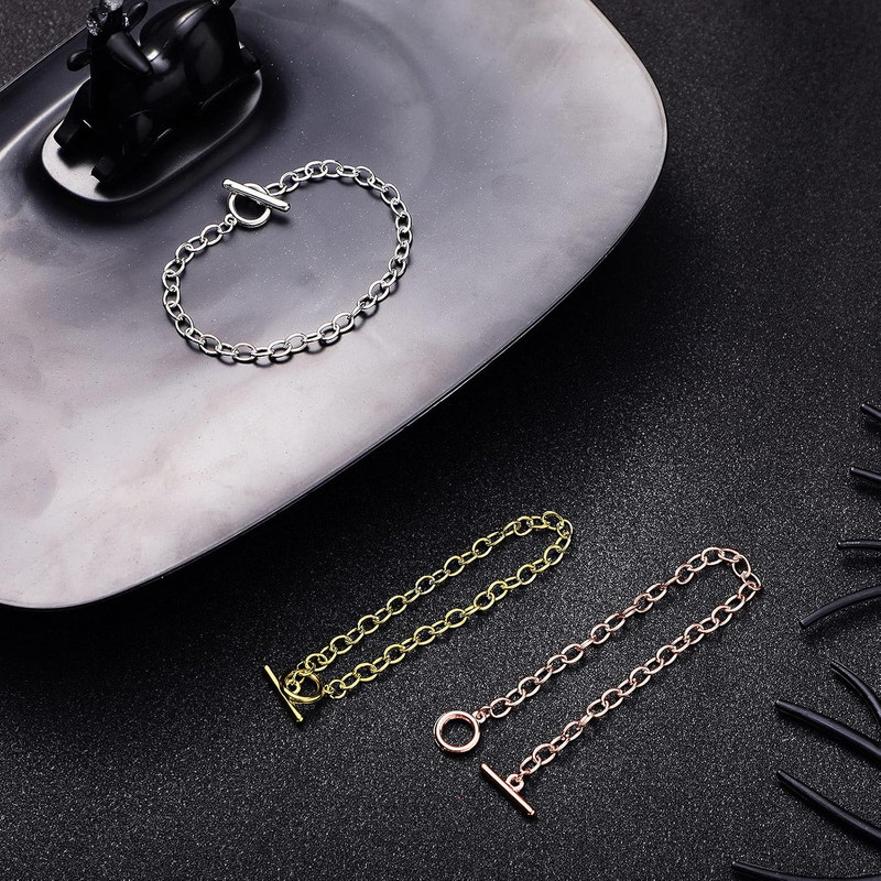 45 Pieces Bracelet Chains with OT Toggle Clasp Stainless Steel Bracelet Link Cha gallery