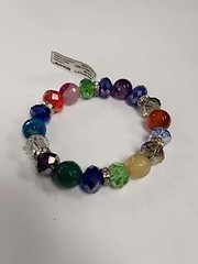 NWT Nicole Rhinestone And Multi Color Stone Glass Beaded Stretch Bracelet