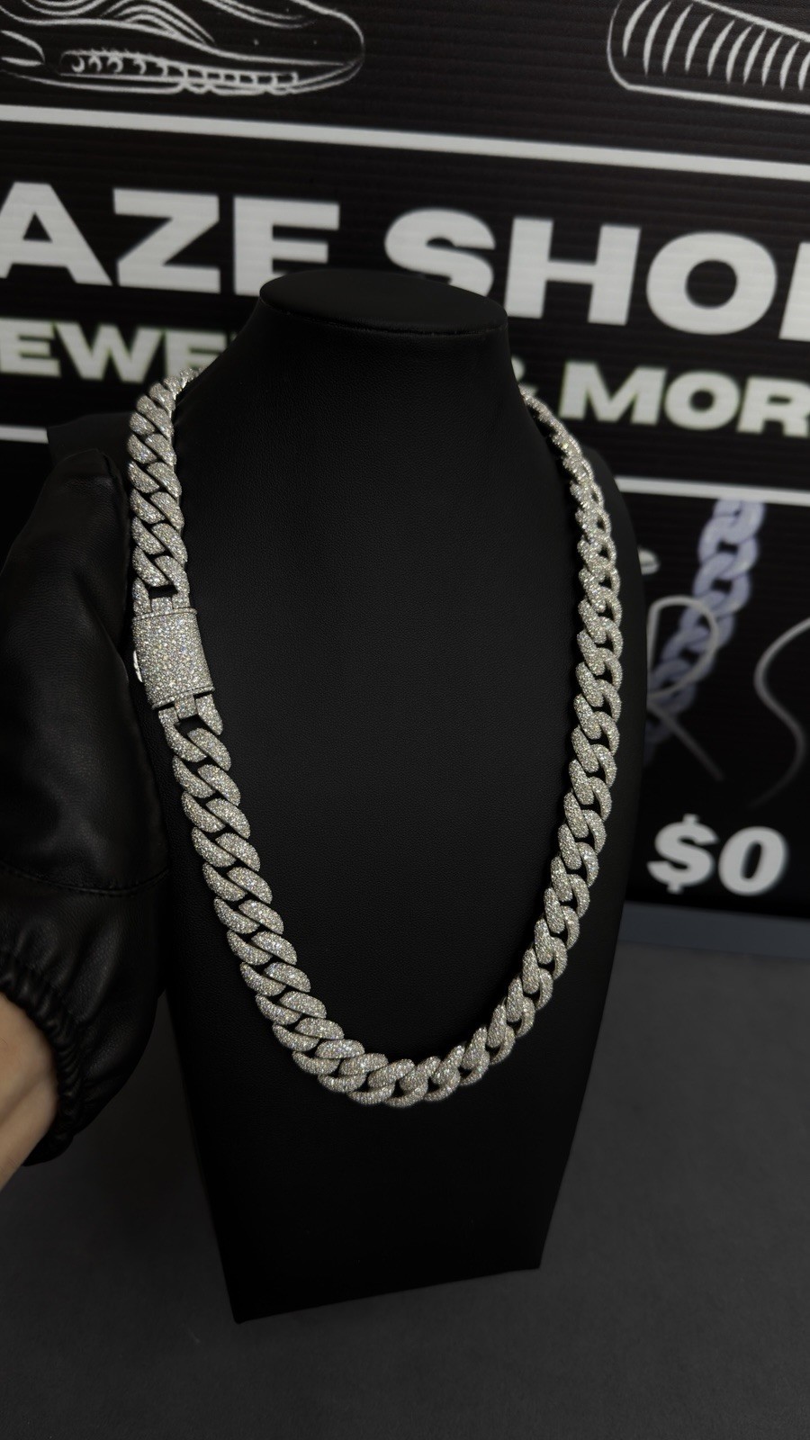14MM Moissanite Cuban Chain VVS1 Pave Upside Down Setting S925 Silver Hot Sale gallery