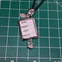 Cookie Lee Black Azure Cotton Cord Stainless Steel Photo ID Tag CZ Bracelet