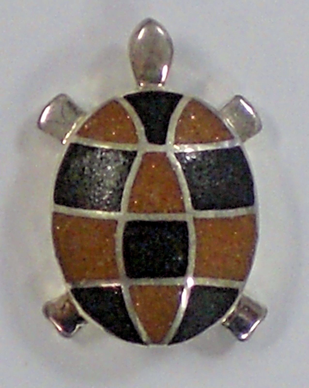 Silver Color Turtle 3 Line Spacer with Brown and Black Inlay 1 1/8 Inch gallery