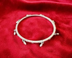 Lucky Brand Silver Tone Charm Bangle Bracelet Boho Dangle Teardrop Charms