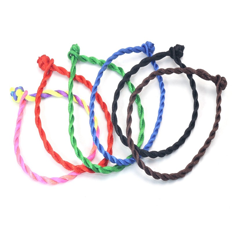 100 Braided Lucky Mixed Color String Twisted Rope Cord Bracelet 3mm Thick for gallery