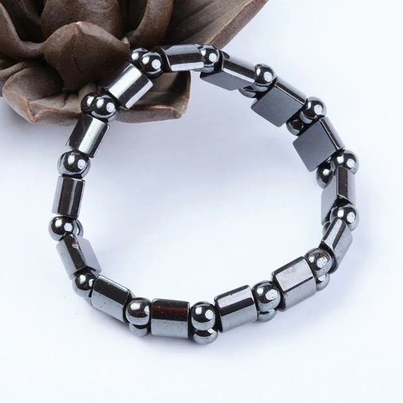 2× Magnetic Hematite Bracelet Pain Relief Powerfull Elastic Therapy Arthritis US gallery