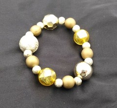 Sweet Stretch Bracelet~~Gold, Brown, Silver Tone Colors~~Lightweight