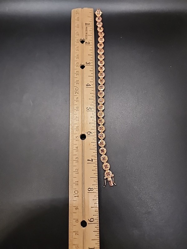 7.5" 18K Rose Gold over Sterling Silver Tennis Bracelet w/ Pink & Brown CZ gallery