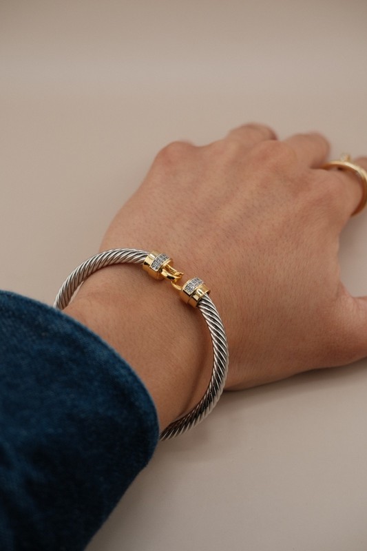 chic silver bracelet with gold colored hardware. simple yet chic gallery