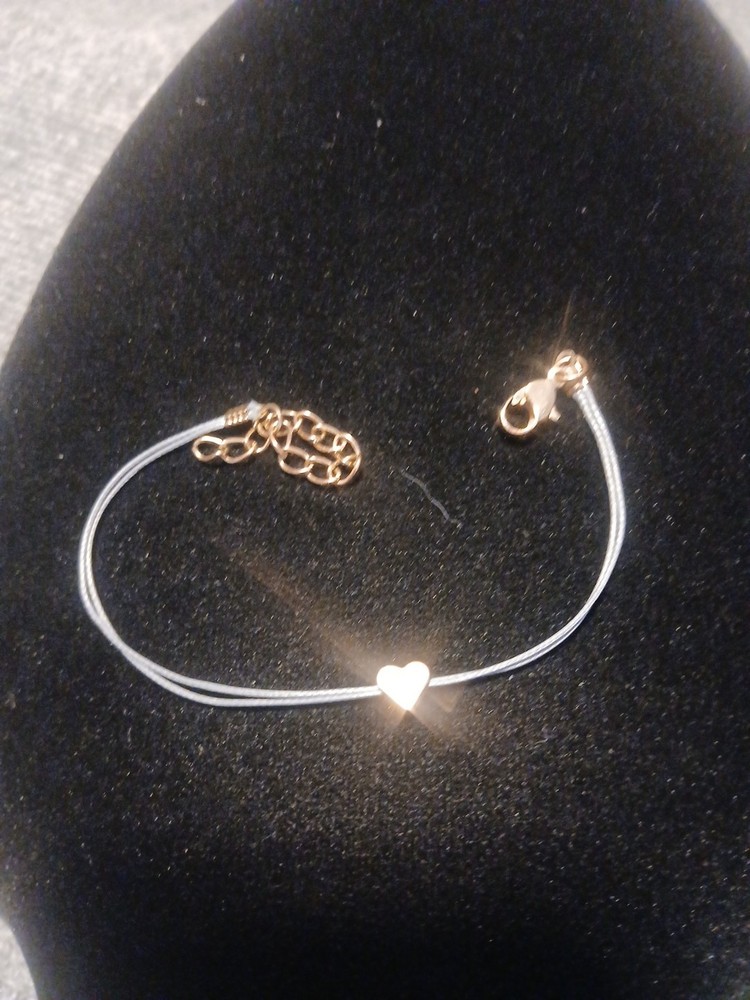 Gold Toned Heart Corded Bracelet Adjustable Closure Gold Tone 7-9 "