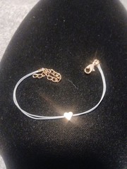 Gold Toned Heart Corded Bracelet Adjustable Closure Gold Tone 7-9 “