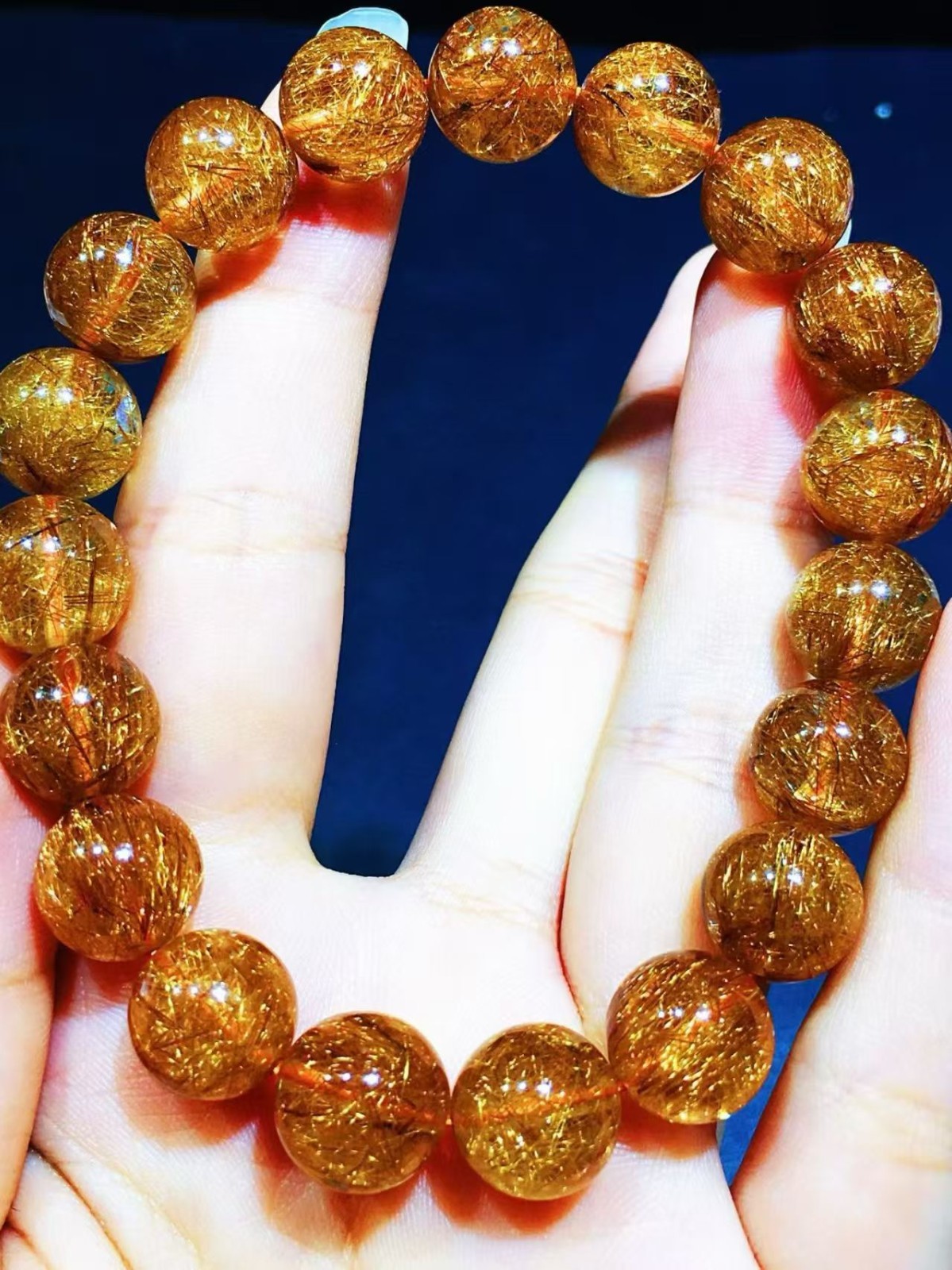 Natural copper Rutilated Quartz Crystal Beads bracelet 11mm AAAAA gallery