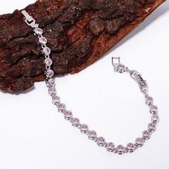 Pink Sapphire – Simulated 925 Sterling Silver Adjustable Bracelet 7-8″ B128314