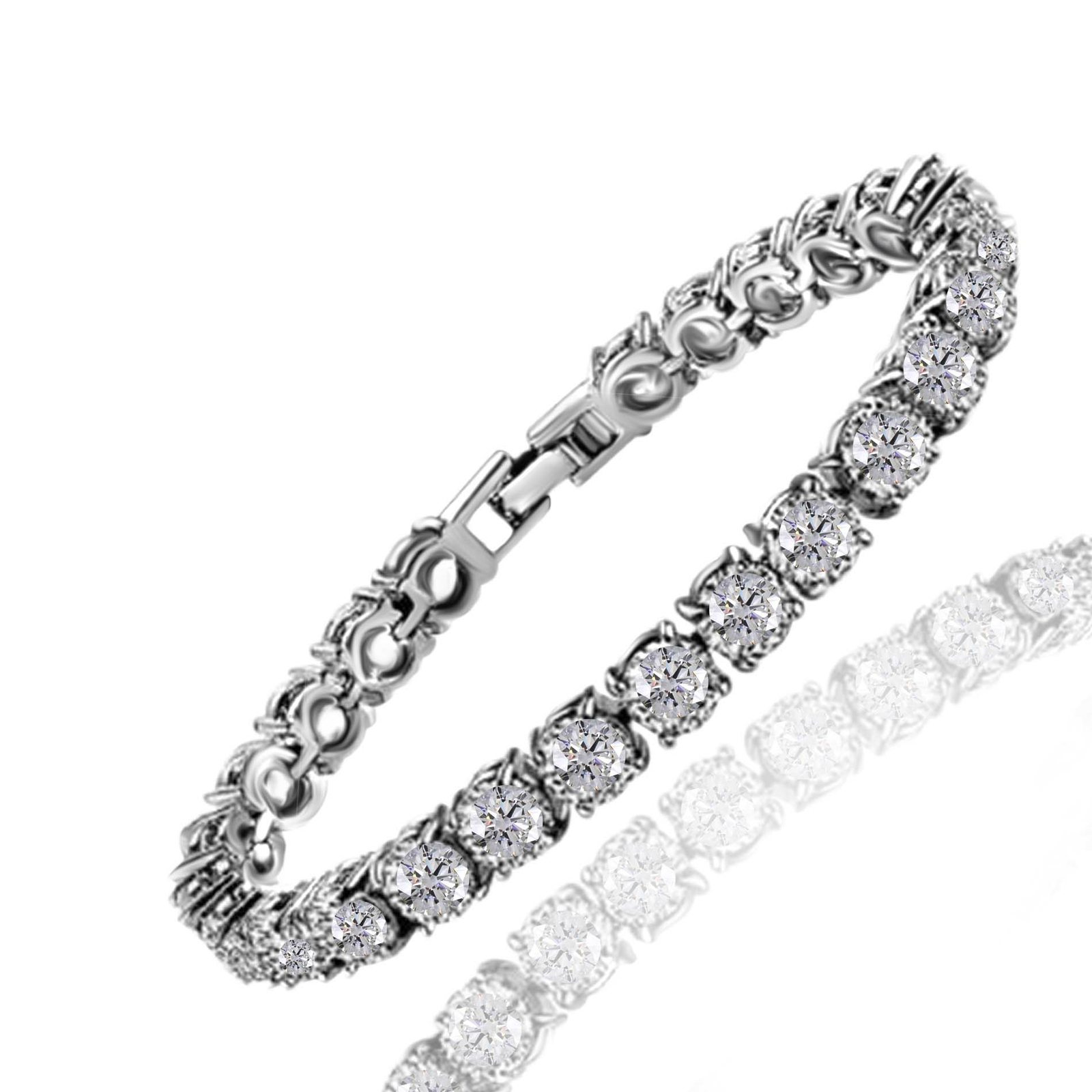 Simulated Diamond Bracelets For Girl 1CT/Piece Sterling Silver Jewelry Round gallery