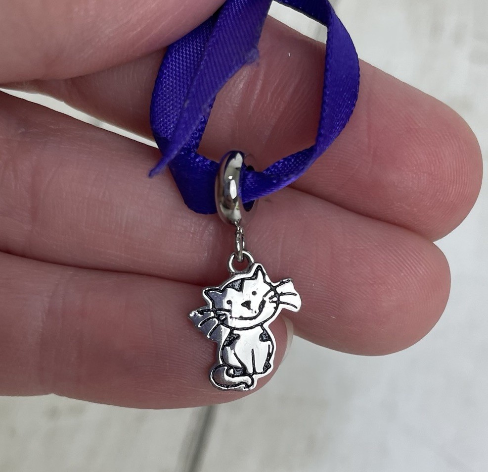 Hallmark Connections Cat Dangle Charm Bead Stainless Steel NWOT