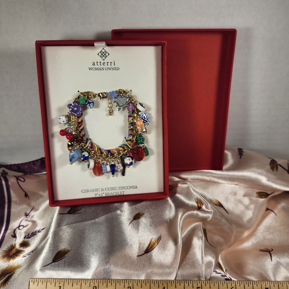 Atterri Bracelet Woman Owned Charm Multi Color Tik Tok Viral Gold Tone