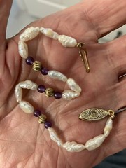 Baroque pearl and gemstone bracelet 7 1/2-8″ – excellent condition