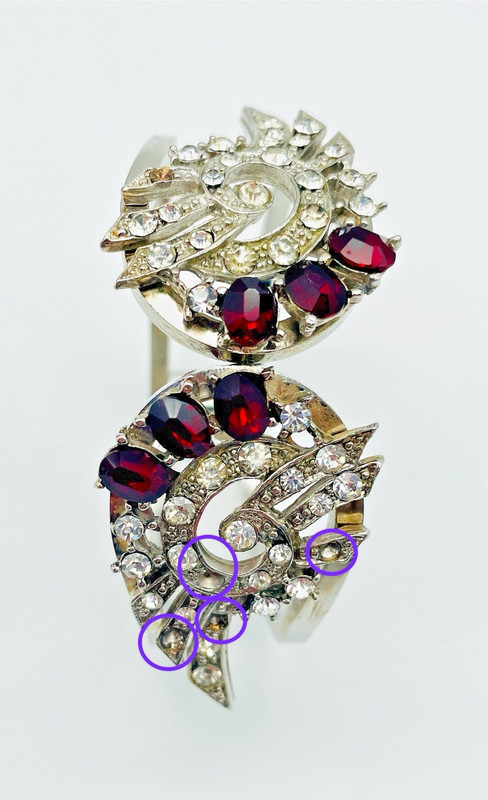 Lady Chesterfield Velvet Jewelry Box & Bangle Bracelet Rhodium Finish Vintage gallery