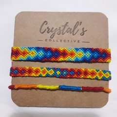 Sunset Friendship Bracelet/Anklet Set of 3 Adjustable Handmade 6 in High Quality