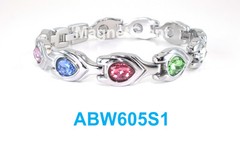 Multi Color Drop Crystals Women Silver plated link high power Magnetic bracelet