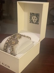 Anne Klein Gold Tone Charm Bracelet Watch Elegant Floral Jewelry Timepiece