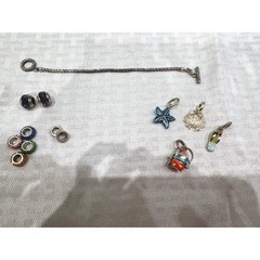 Brighton Charm Bracelet Set Women 7.5in Silver Blue Good Beach Nautical Theme