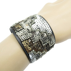 Bronze and Copper Color Sequin Modern Cuff Bracelet Industrial Urban
