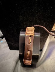 Brown Leather and Cord Wrap Bracelet Adjustable Tie Closure Handmade