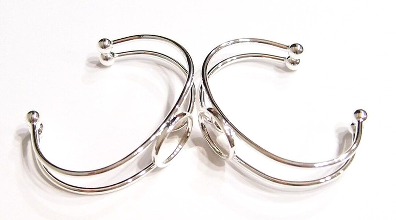 2 of 18x13mm Silver Plated Cuff Bracelet Settings, 4 Cameos, Cabochons or Glass gallery