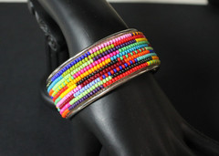 Multi-colored Beaded Cuff Bracelet Size 7