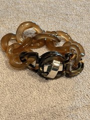 PONO by Joan Goodman Italian Resin Chunky Link Horn Tortoise Turnlock Bracelet
