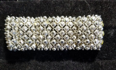 Elegant Rhinestone Bracelet Wide Stretch Silver Tone Vintage Boutique Look