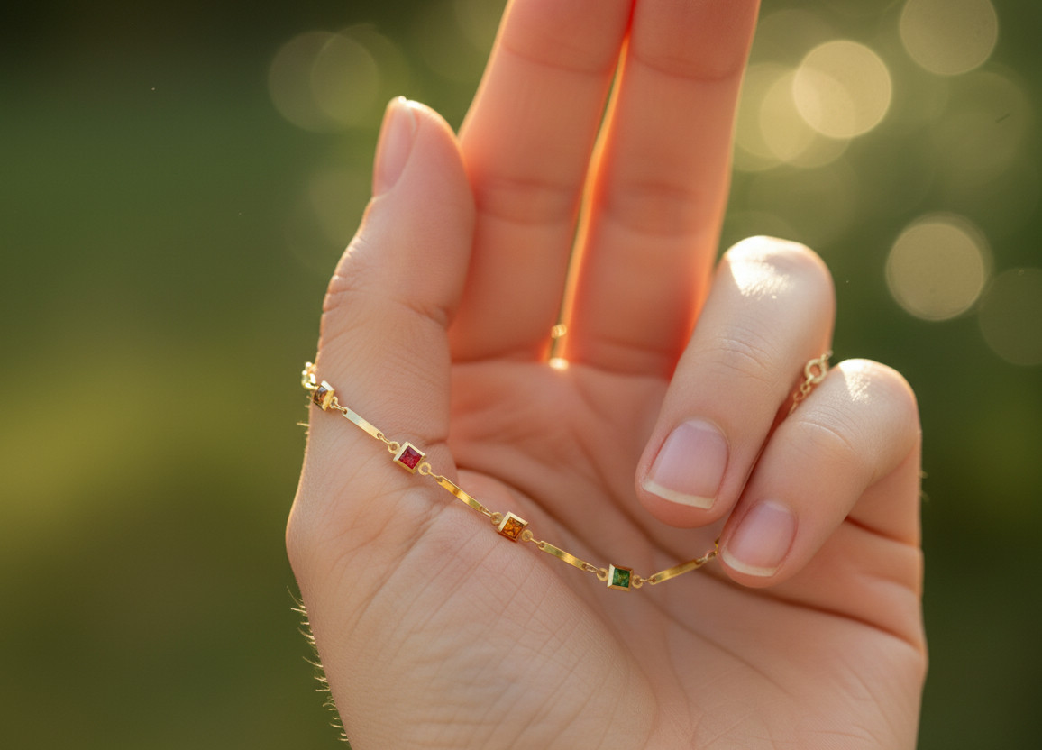 Minimalist Gold Plated Bracelet Color Stone Delicate Chain Bracelet For Women gallery
