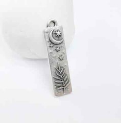 2 Pcs Moon and Stars Plant Charms, Crescent Earring, Celestial and Nature G36726