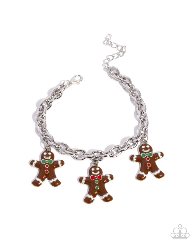 Paparazzi Gingerbread Glitz - Brown - Green, White, Red, Brown Paint - Charm Bra gallery