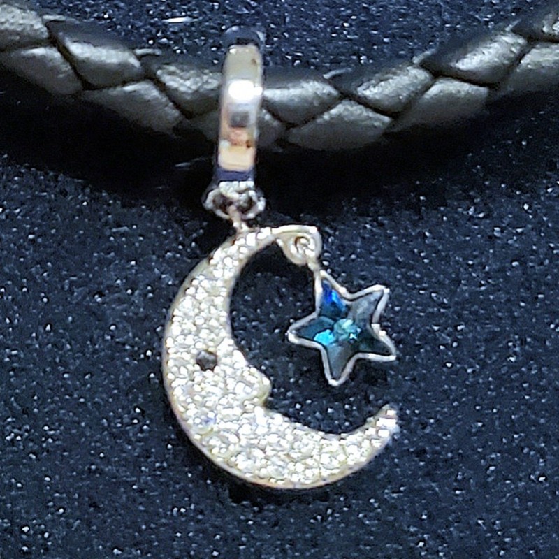 SWAROVSKI Moon w Star Leather Charm Bracelet Braided gallery