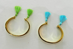 NEW Lilly Pulitzer Tassel Cuff Bracelet Blue Green Tassels Gold Tone (lot of 2)