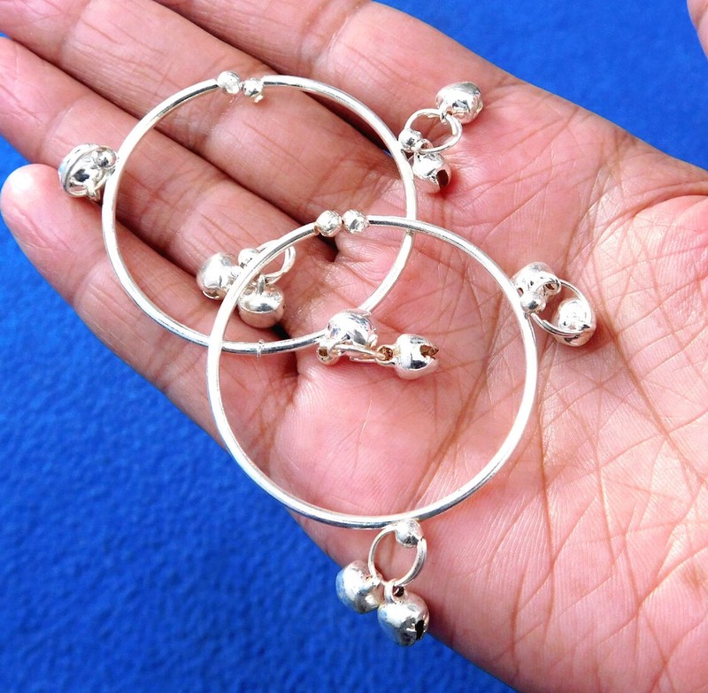 Silver Plated Metal Handmade Nazariya Small Baby Girl & Boy Bangle Jewelry 0-12 gallery