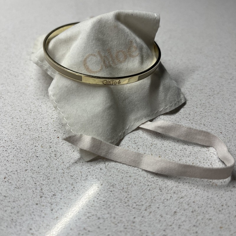CHLOE cream & gold enamel bangle bracelet vintage (thin style) 21 x 6.5 x 0.5cm gallery
