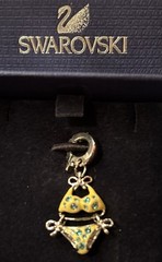 Swarovski Swan Signed Crystal Yellow Polka Dot Bikini Charm