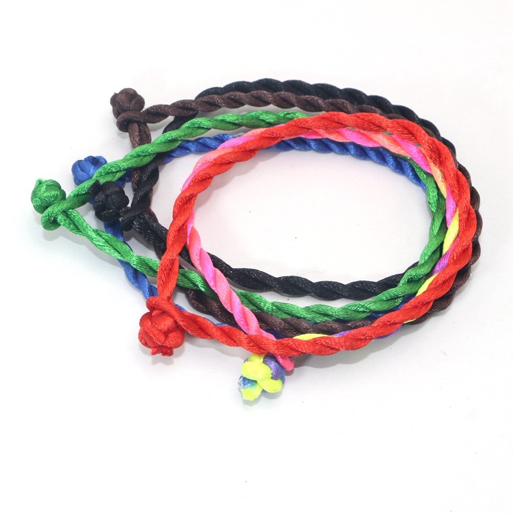 100 Braided Lucky Mixed Color String Twisted Rope Cord Bracelet 3mm Thick for gallery