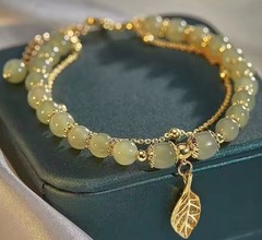 New Bracelet Women’s Bead Ball Chain Handmade Leaf Wrist Strap Bangle Girls Gift